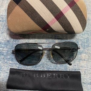 Burberry metal frame gunmetal sunglasses